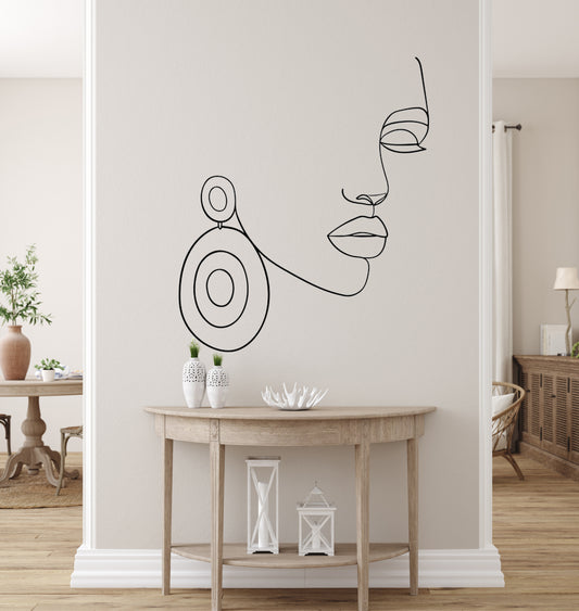 Beautiful Face Decal Abstract  Wall Removable Sticker Room Décor