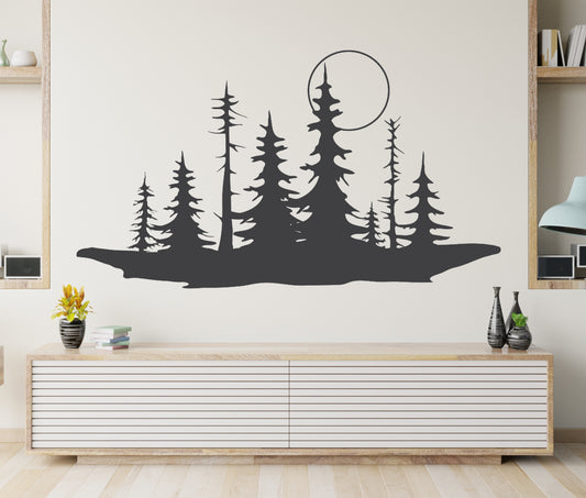Pine Tree Wall Decal Set Forest Woods Sticker Nature Outdoors Décor