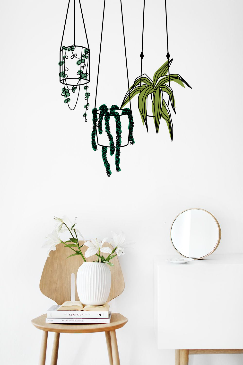 Plants Decal Hanging Plants Decal Plant Mom Décor Pot Plants Sticker Hand Drawn Decal Plants Wall Art Abstract Plants Minimalist Decor