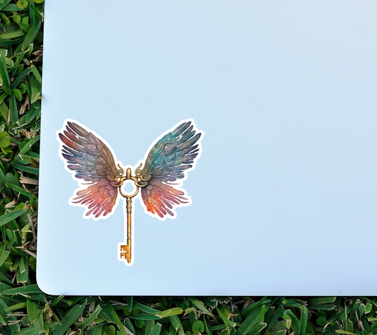 Winged Flying Key Bumper Sticker Laptop Decal