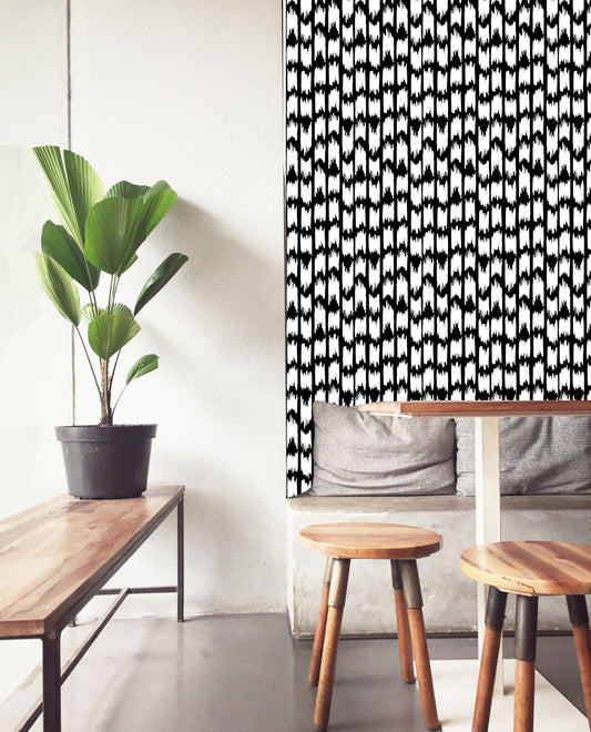Abstract Pattern Room Office Wallpapers Wall Art Self-Adhesive Black And White