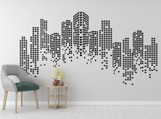 City Silhouette Downtown Abstract Wall Decal Removable Sticker