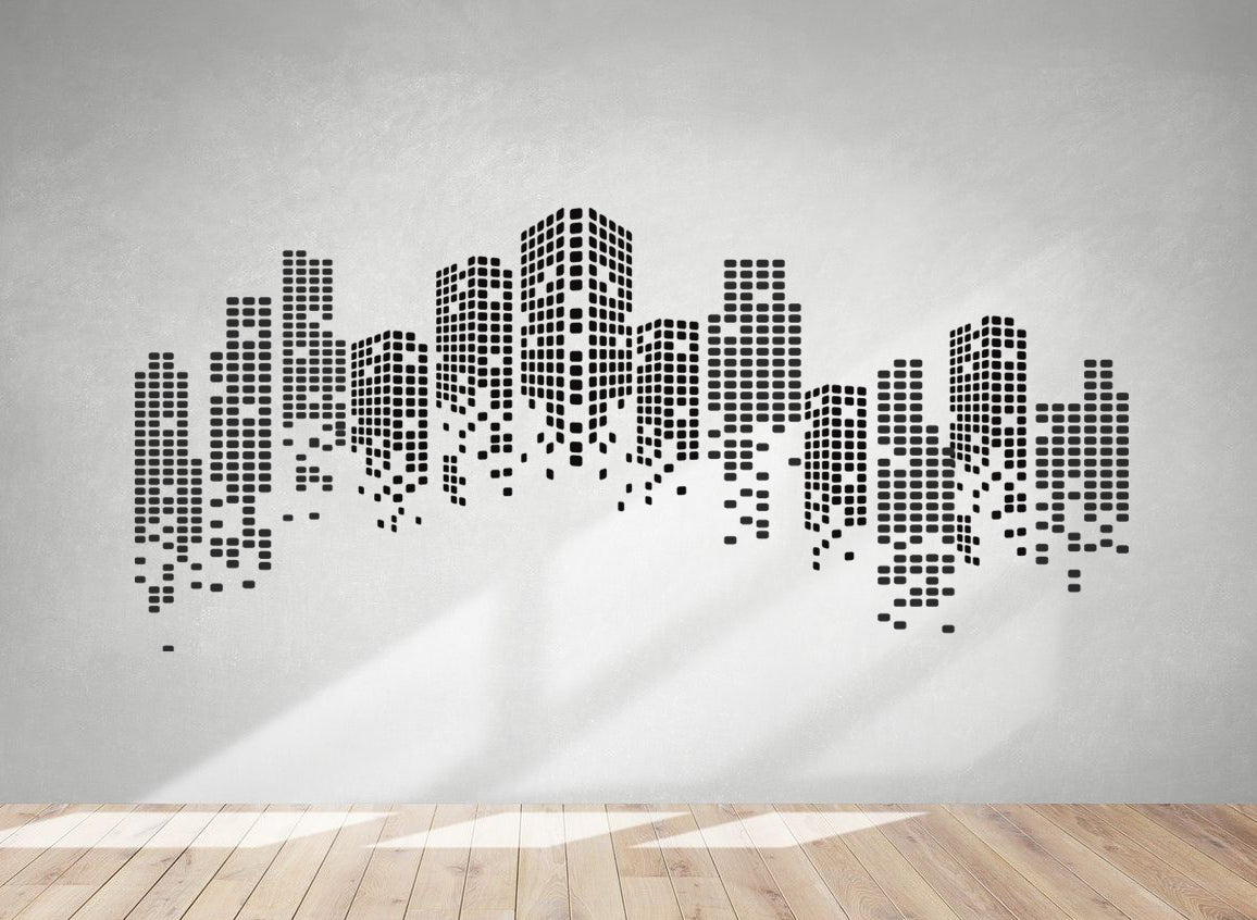 City Silhouette Downtown Abstract Wall Decal Removable Sticker