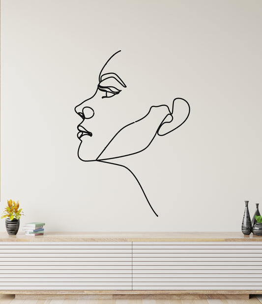 Beautiful Face Decal Abstract Women Wall Removable Sticker Room Salon Aesthetic Décor