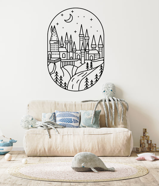 Magic Castle Wall Decal Sticker Wizard Witch  Décor Kids Room Fairytale