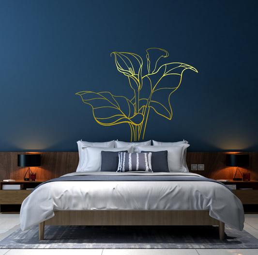Lilies Flower Large Wall Decal Abstract Vinyl Décor Line Art