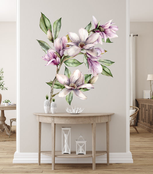 Magnolia Brunch Flowers Large Wall Decal Vinyl Line Art Décor Abstract Sticker Floral Watercolor Hand Drawn Floral Pattern Flowers