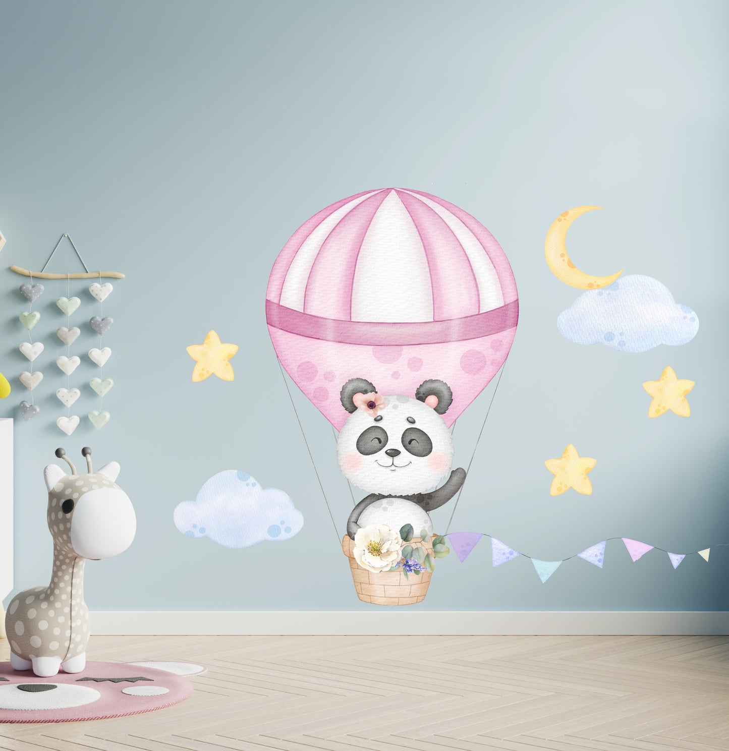 Nursery Panda Wall Decal Boys Room Girls Room Animal Sticker Wall Art Watercolor Large Decoration