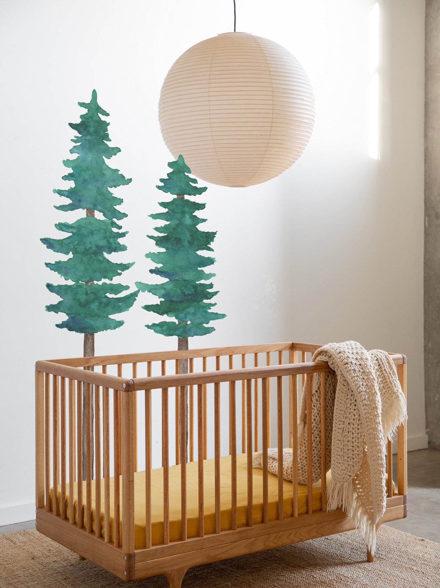 Pine Trees Wall Decal Nursery Watercolor Sticker Forest Décor Removable Self- Adhesive Sticker