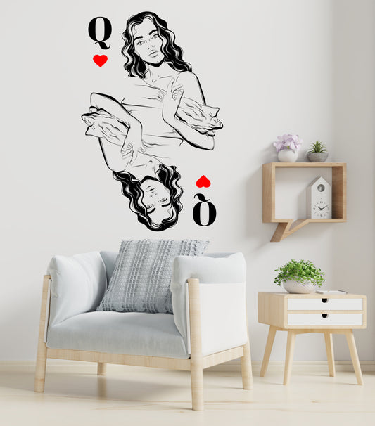 Queen of Hearts Wall Decal Beautiful Woman Wall Décor