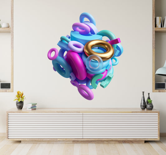 Abstract Ring Cluster 3d Effect Wall Decal