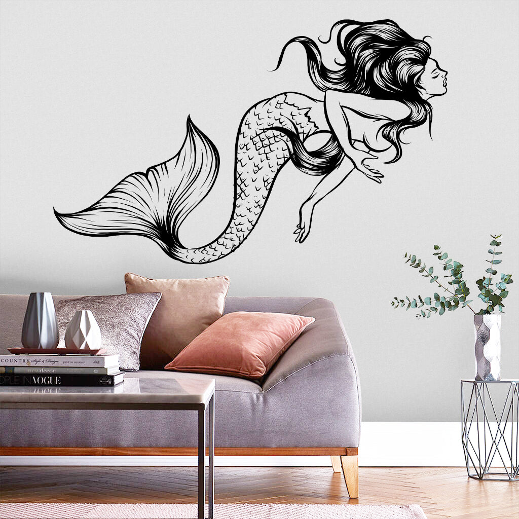 Sexy Mermaid Wall Decal Adult Large Removable Vinyl Sticker Art Décor Self- Adhesive