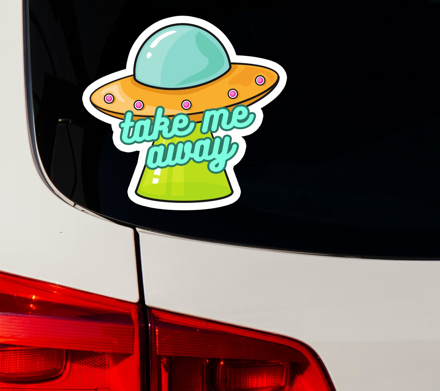 Alien Abduction UFO Vinyl Decal Car Sticker Funny Joke Bumper Sticker Humor