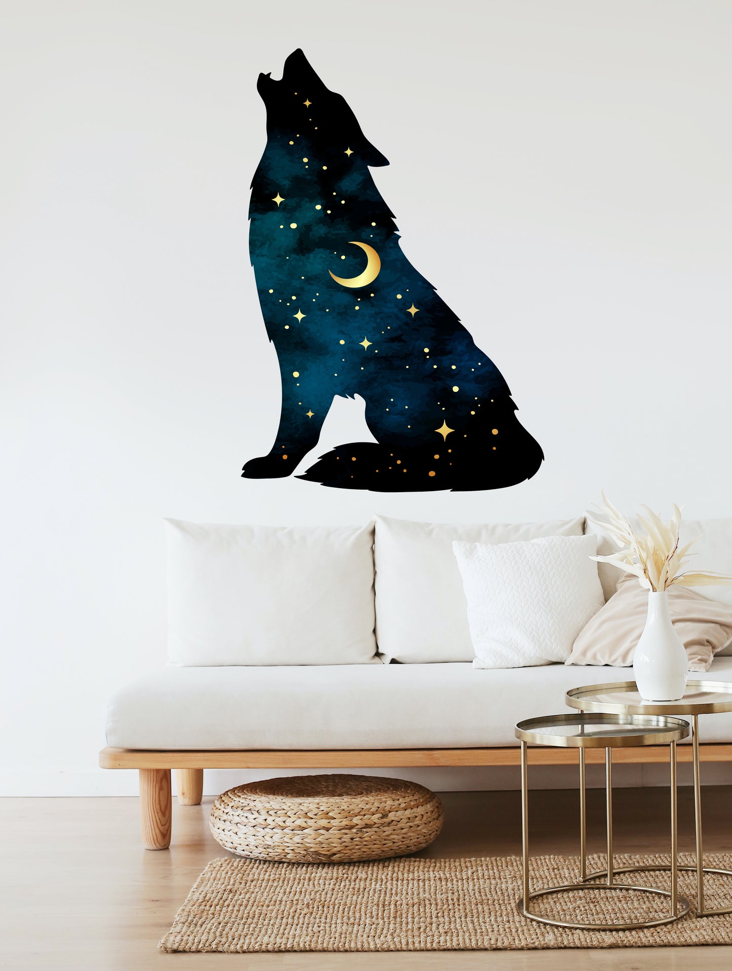 Wolf Wall Decal Large Sticker Space Decal Galaxy Sticker Wildlife Décor Living Room Removable Self- Adhesive