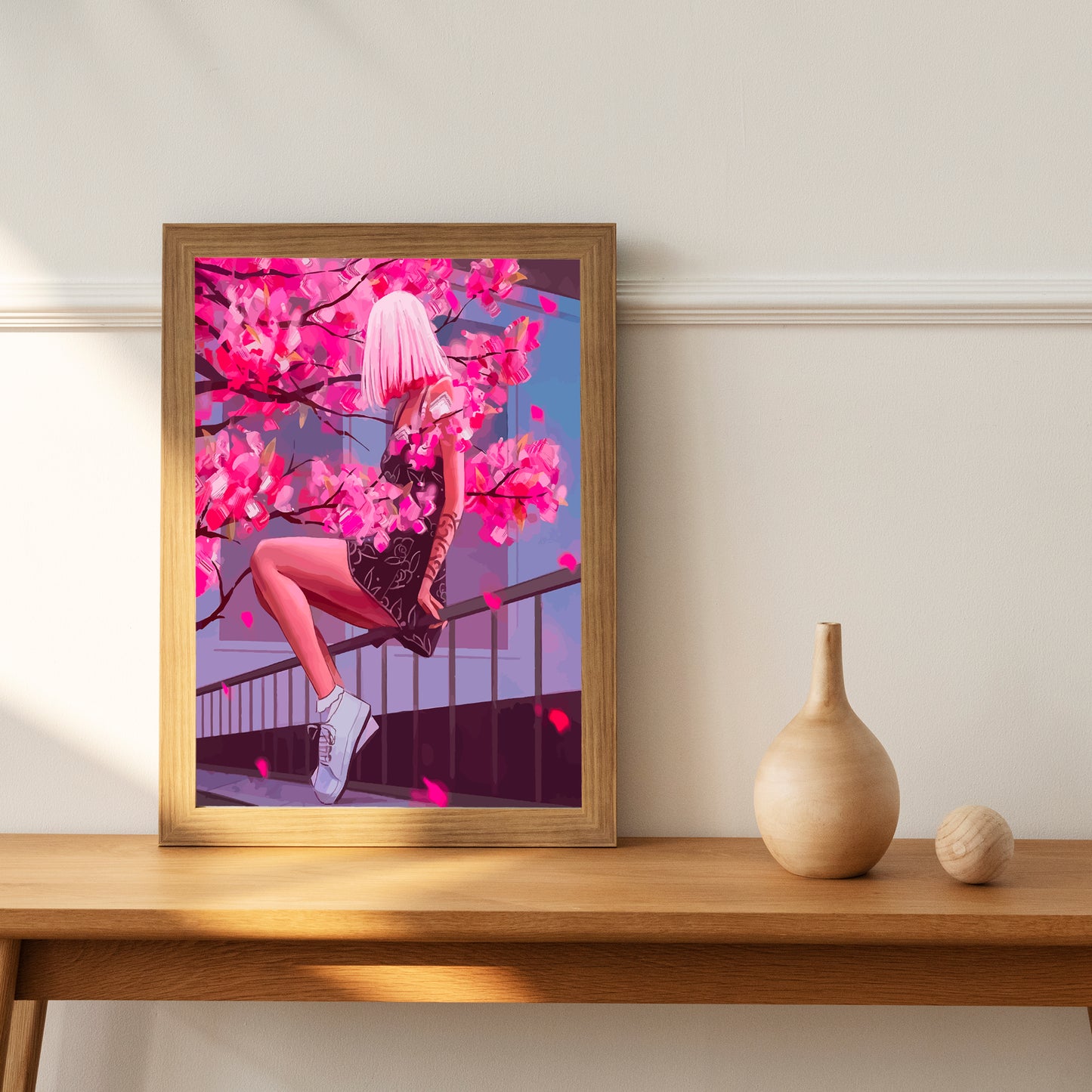 Cherry Blossom Garden Wall Poster Art Print