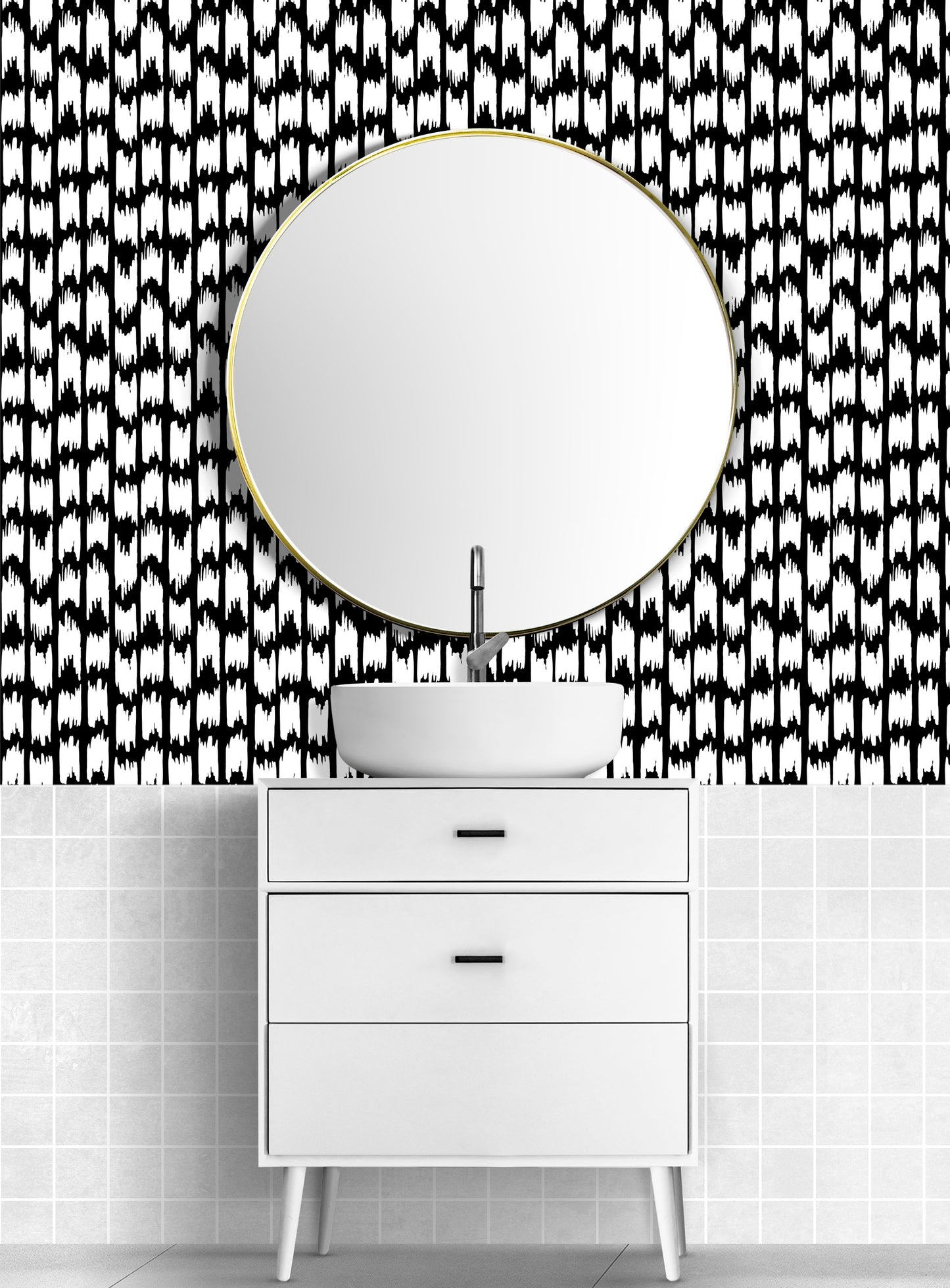 Abstract Pattern Room Office Wallpapers Wall Art Self-Adhesive Black And White