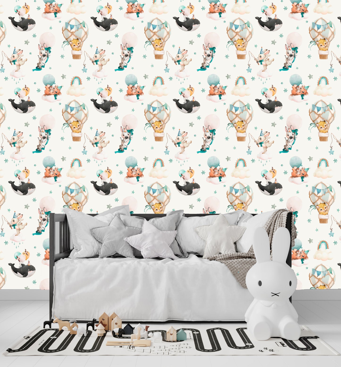 Cute Baby Animals Repeating Pattern Wallpapers Nursery Décor Self-Adhesive