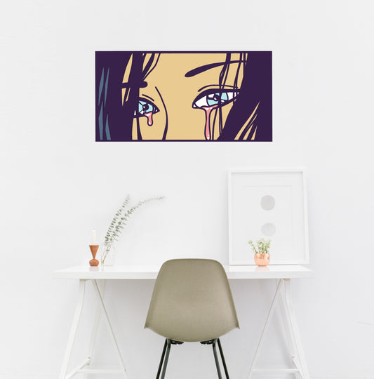 Crying Girl Pop Art Eyes Anime Manga Decal Removable Vinyl Sticker Décor