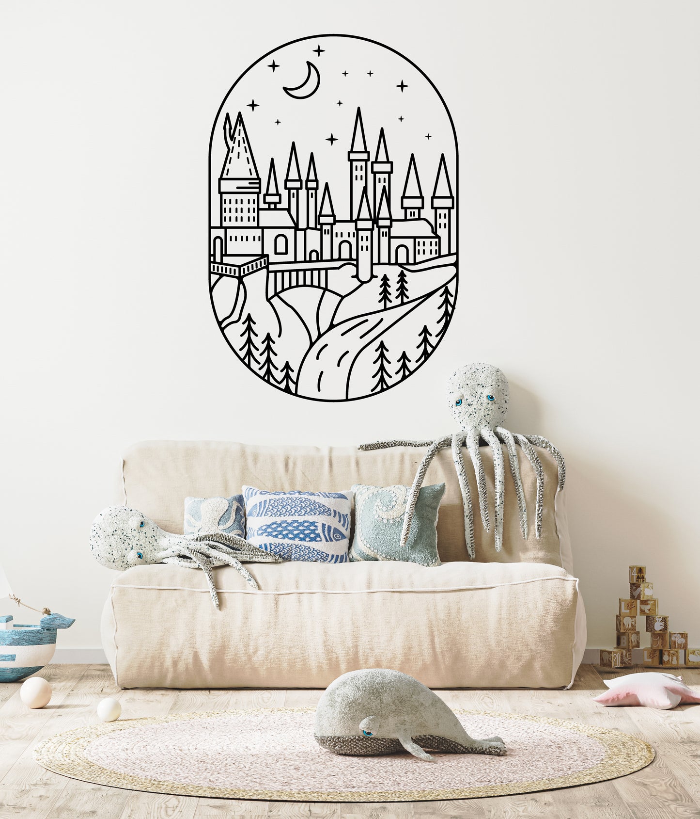 Magic Castle Wall Decal Sticker Wizard Witch  Décor Kids Room Fairytale