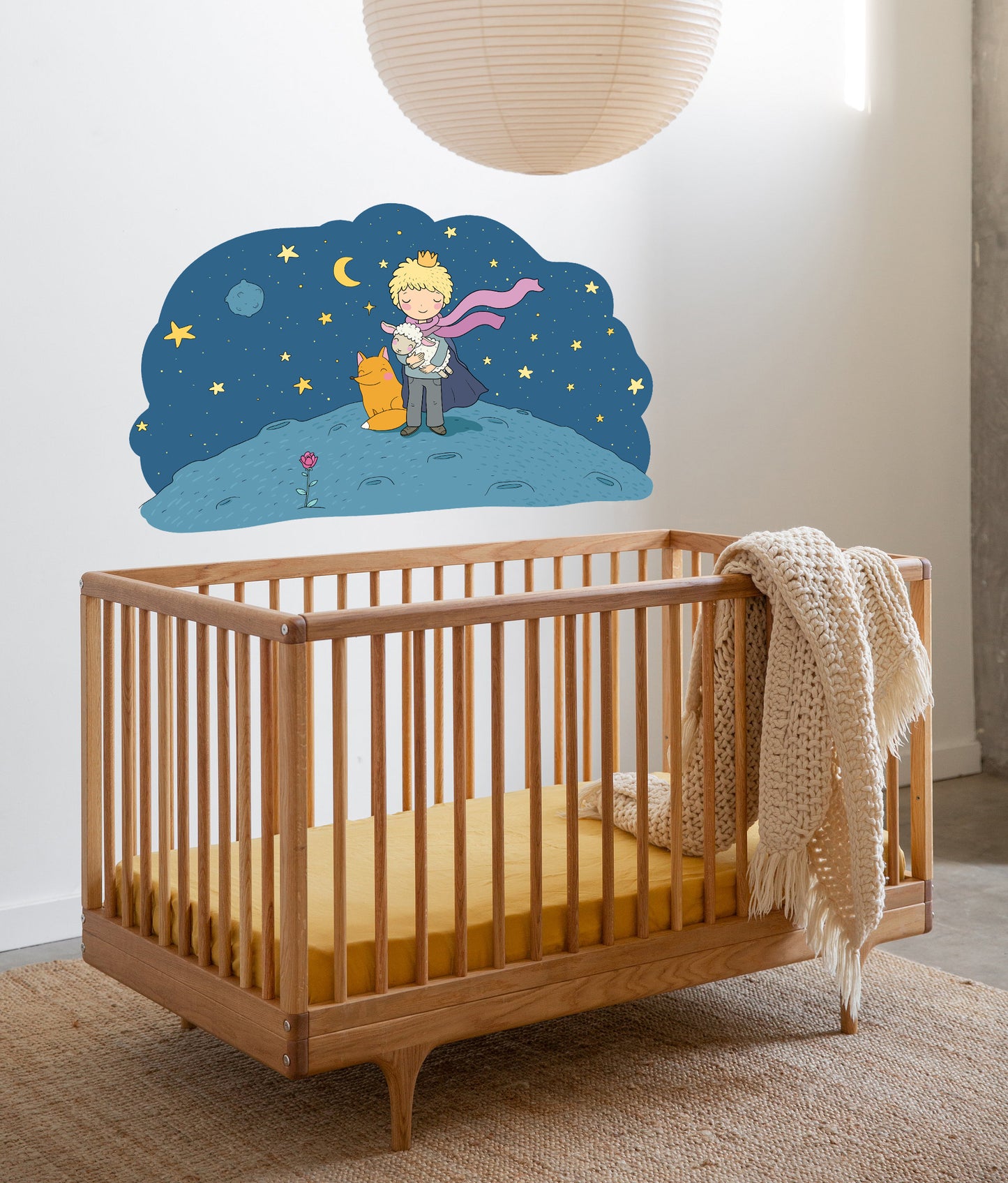 Fairytale Little Prince Wall Decal Kids Room Illustration Nursery Décor Cute Fox Room Removable Self- Adhesive Sticker