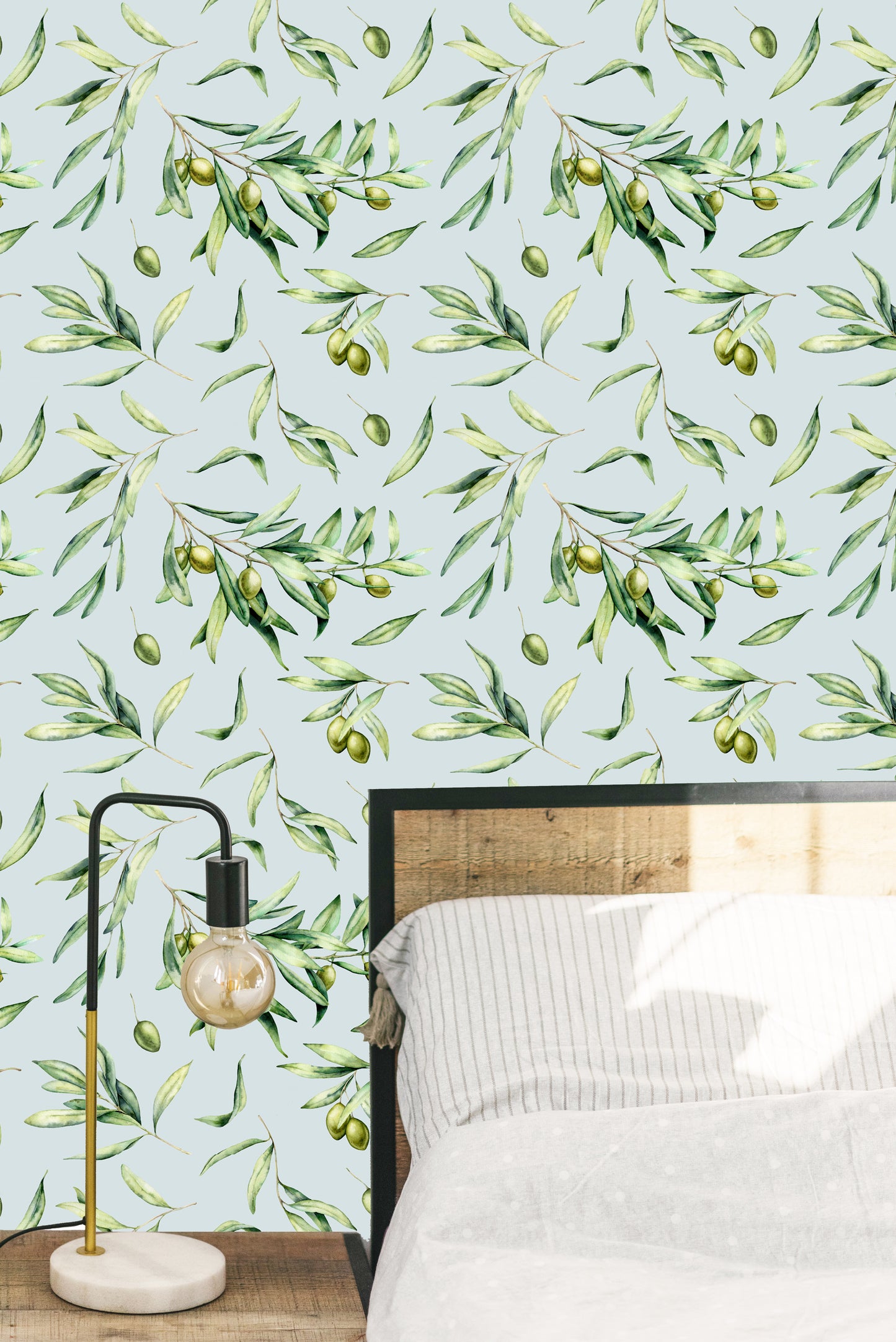 Olive Branch Print Repeating Pattern Wallpapers Wall Art Self-Adhesive  Wall Coverings