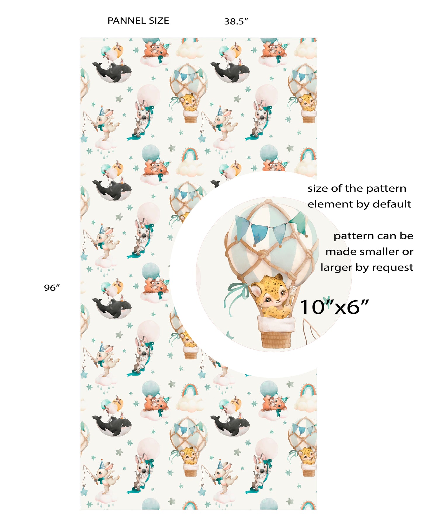 Cute Baby Animals Repeating Pattern Wallpapers Nursery Décor Self-Adhesive